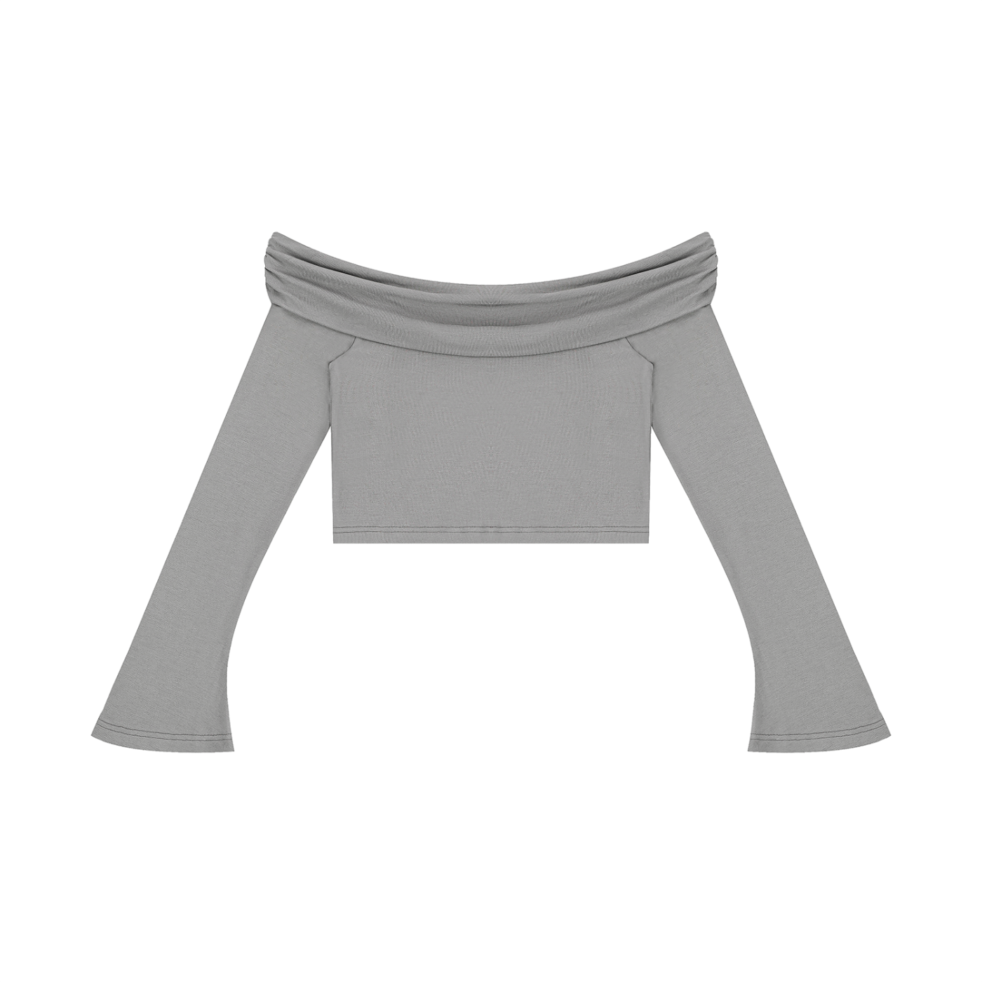 Gray off-shoulder top on a white background