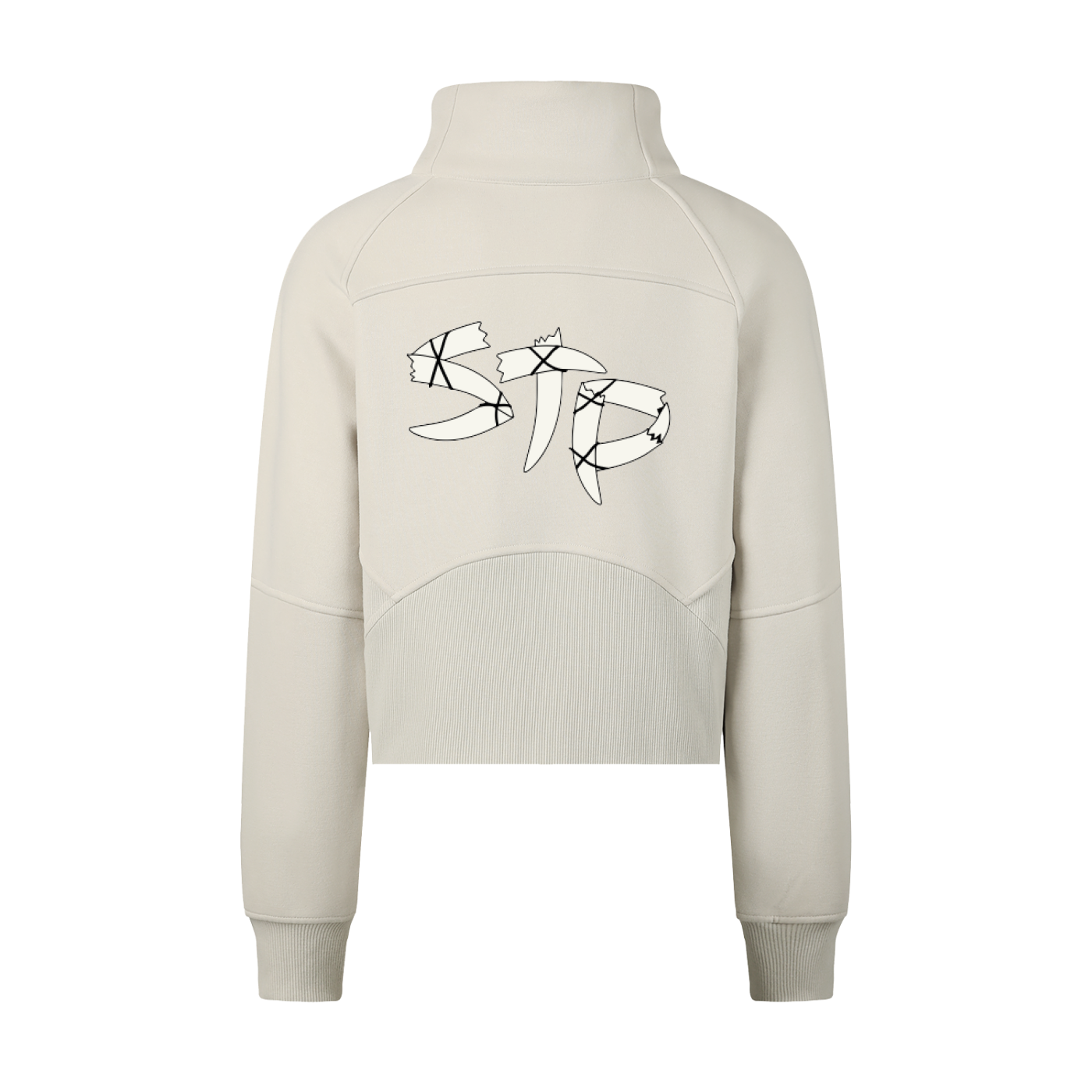 Ivory Cropped Half-Zip Thriller Sweatshirt