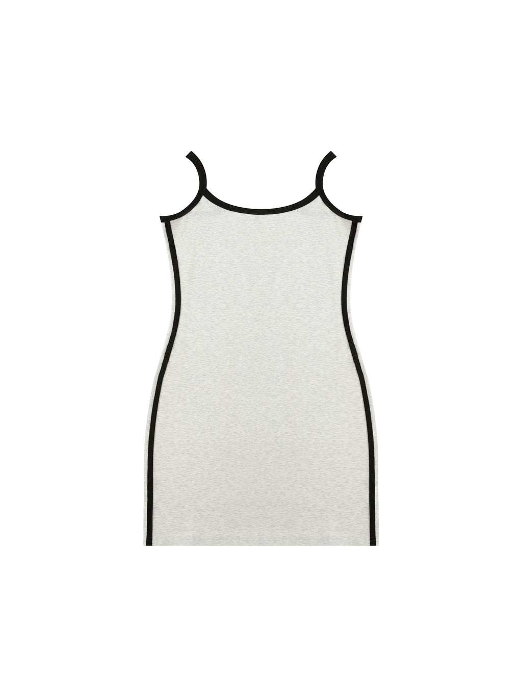 White dress with thin black straps on a white background