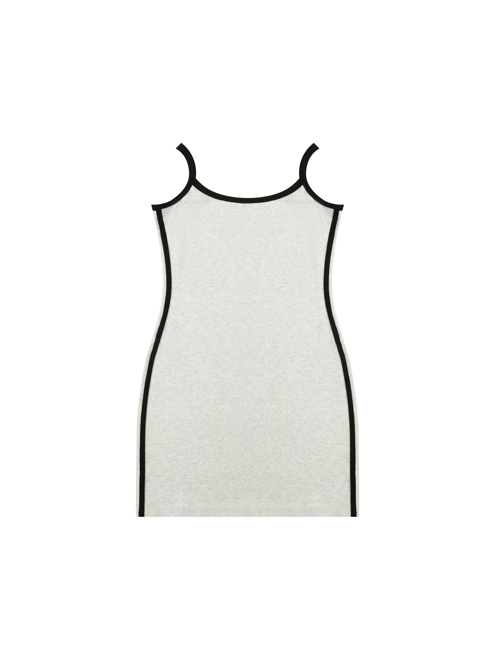 White dress with thin black straps on a white background