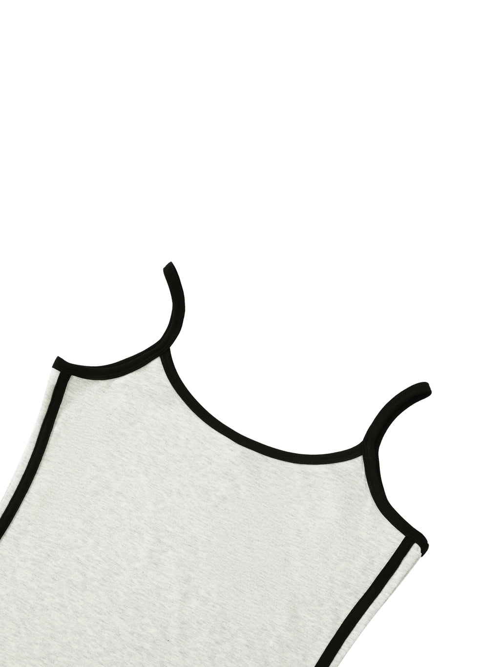 White tank top with thin black straps on a white background