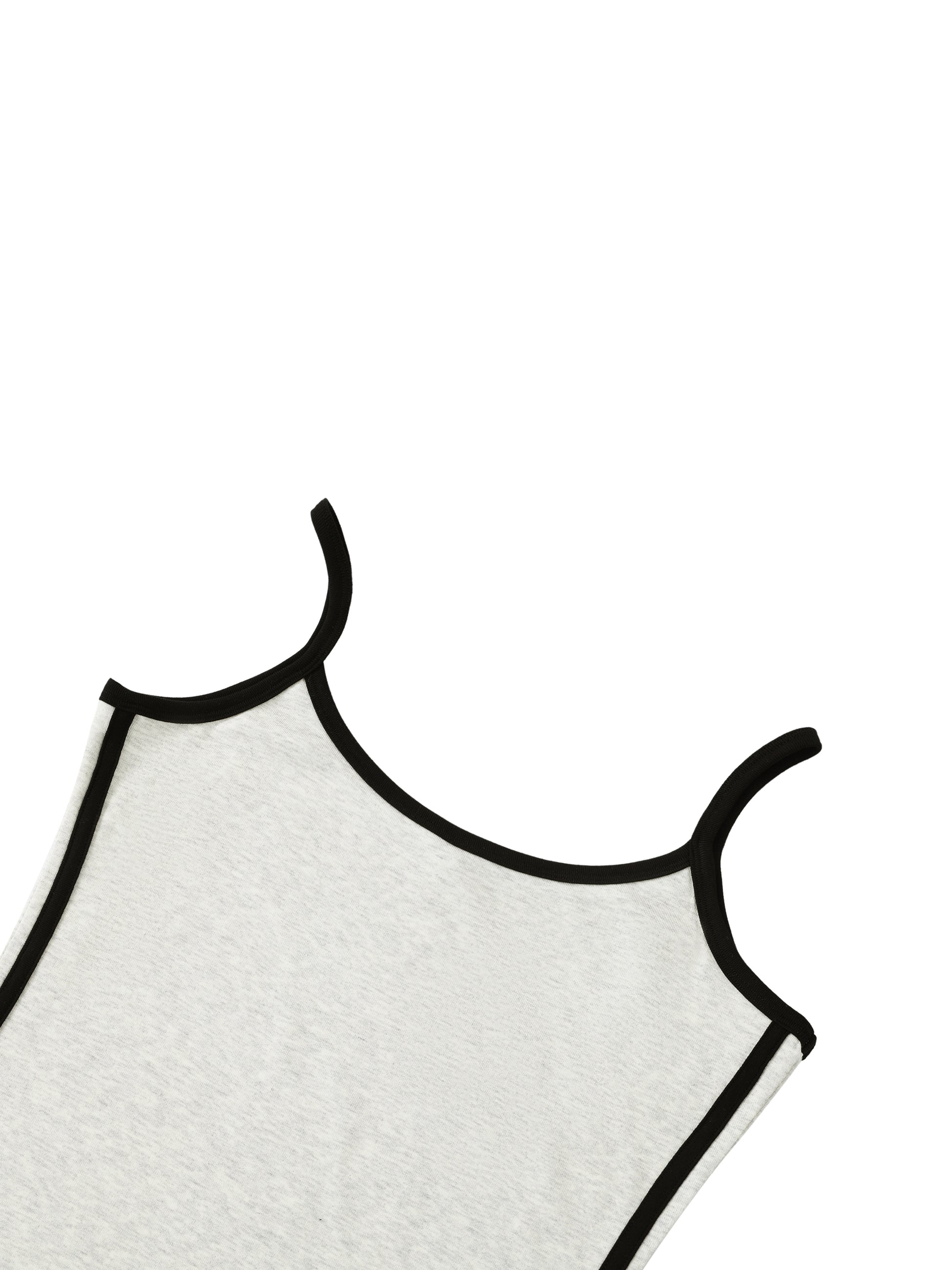 White tank top with thin black straps on a white background