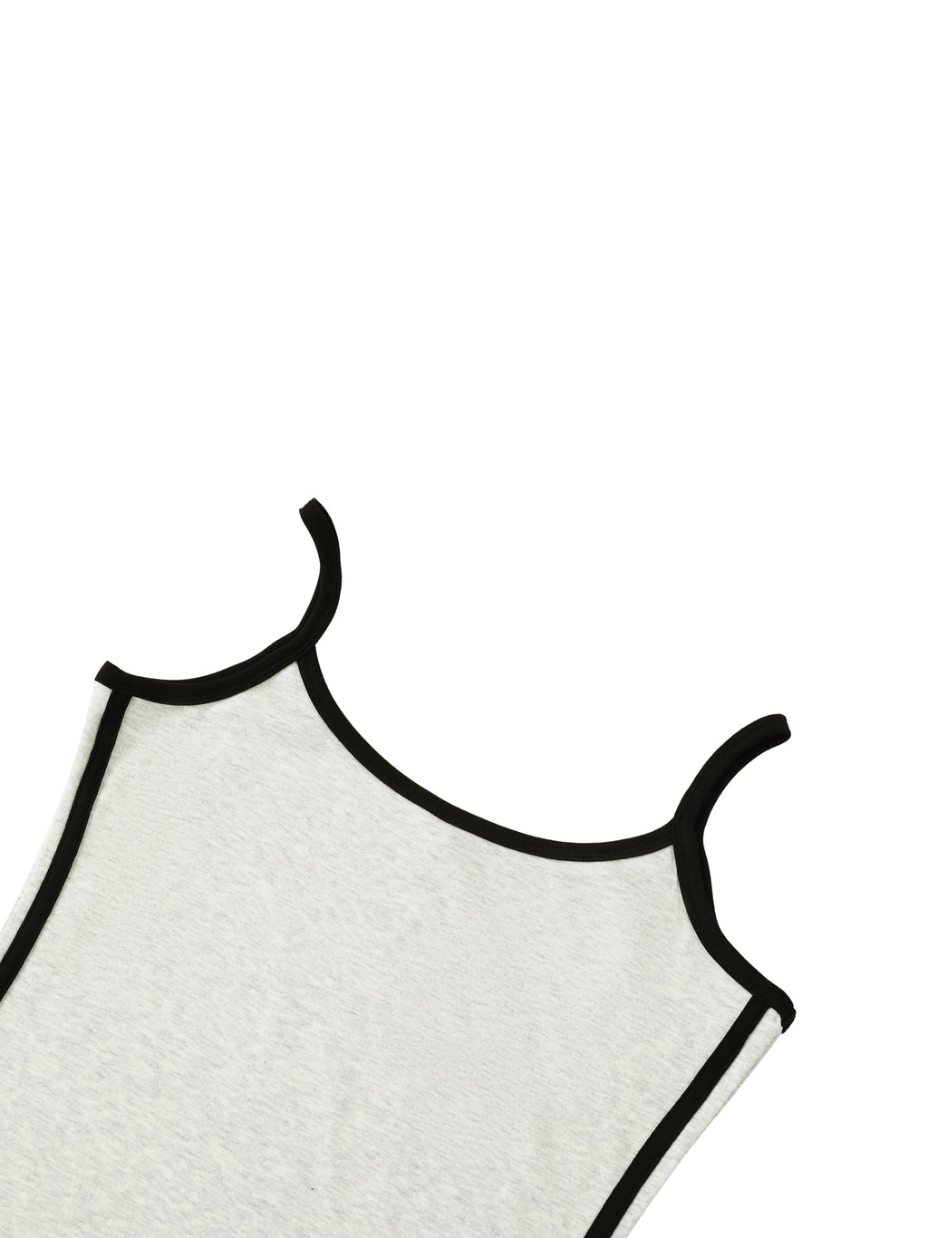 White tank top with thin black straps on a white background