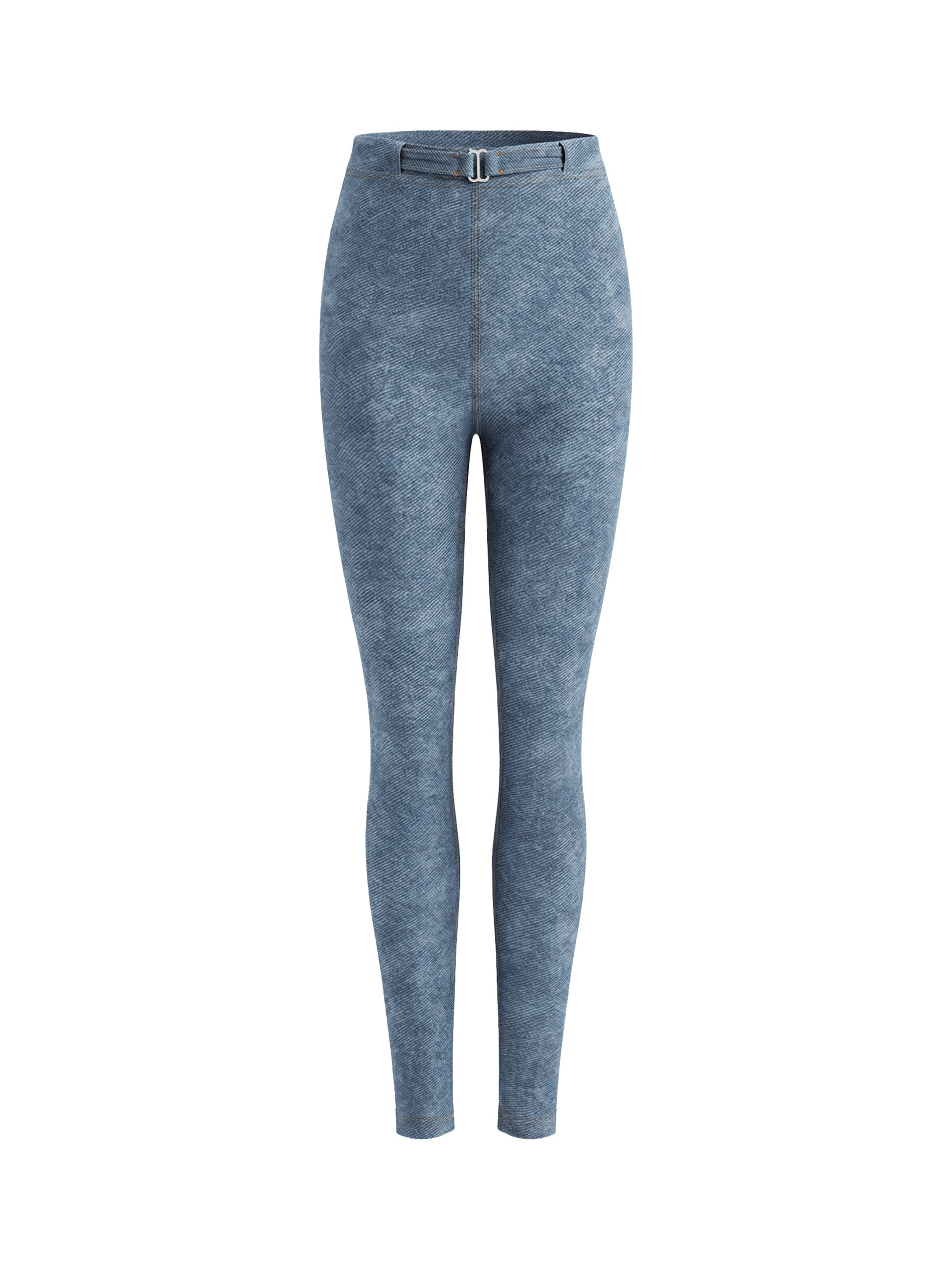 Blue leggings with a belt on a white background