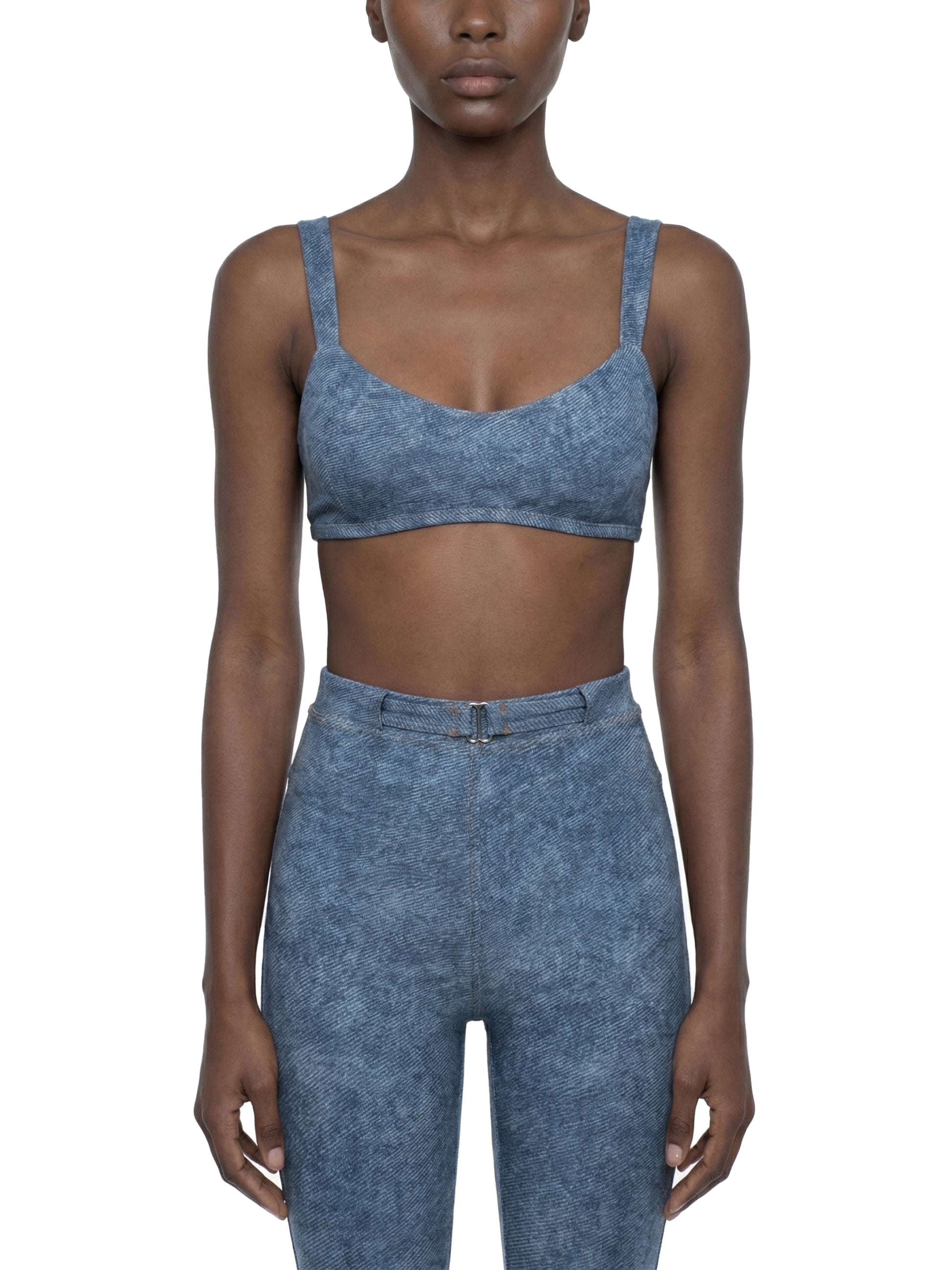 Women's Fine Faux Denim Sports Bra