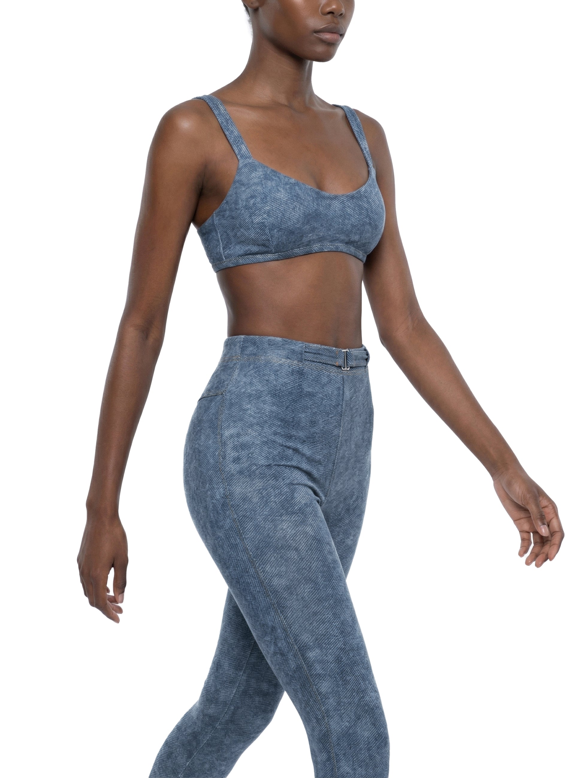 Women's Fine Faux Denim Sports Bra