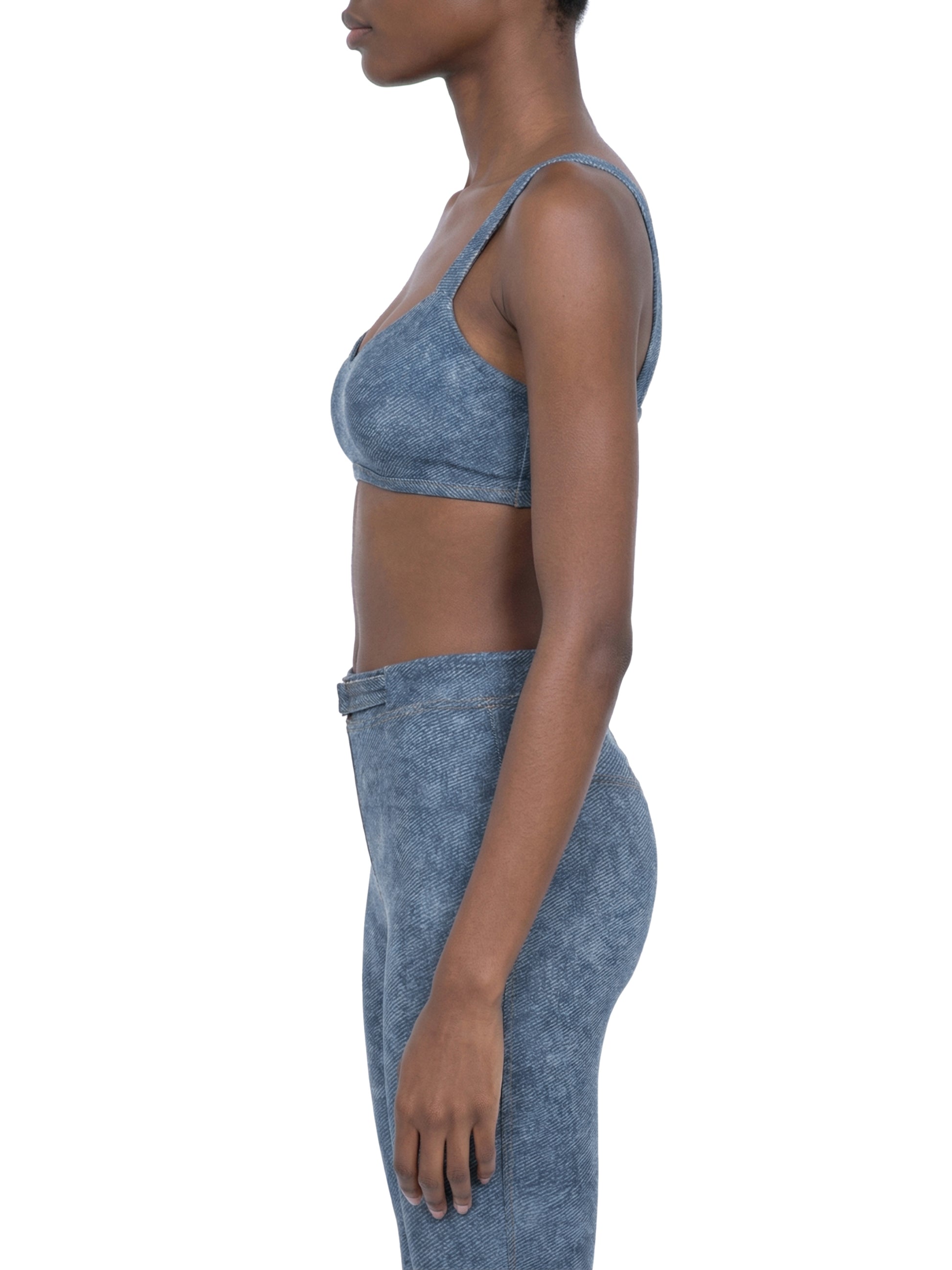 Women's Fine Faux Denim Sports Bra
