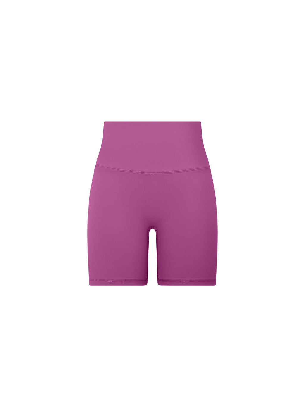 Purple high-waisted shorts on a white background