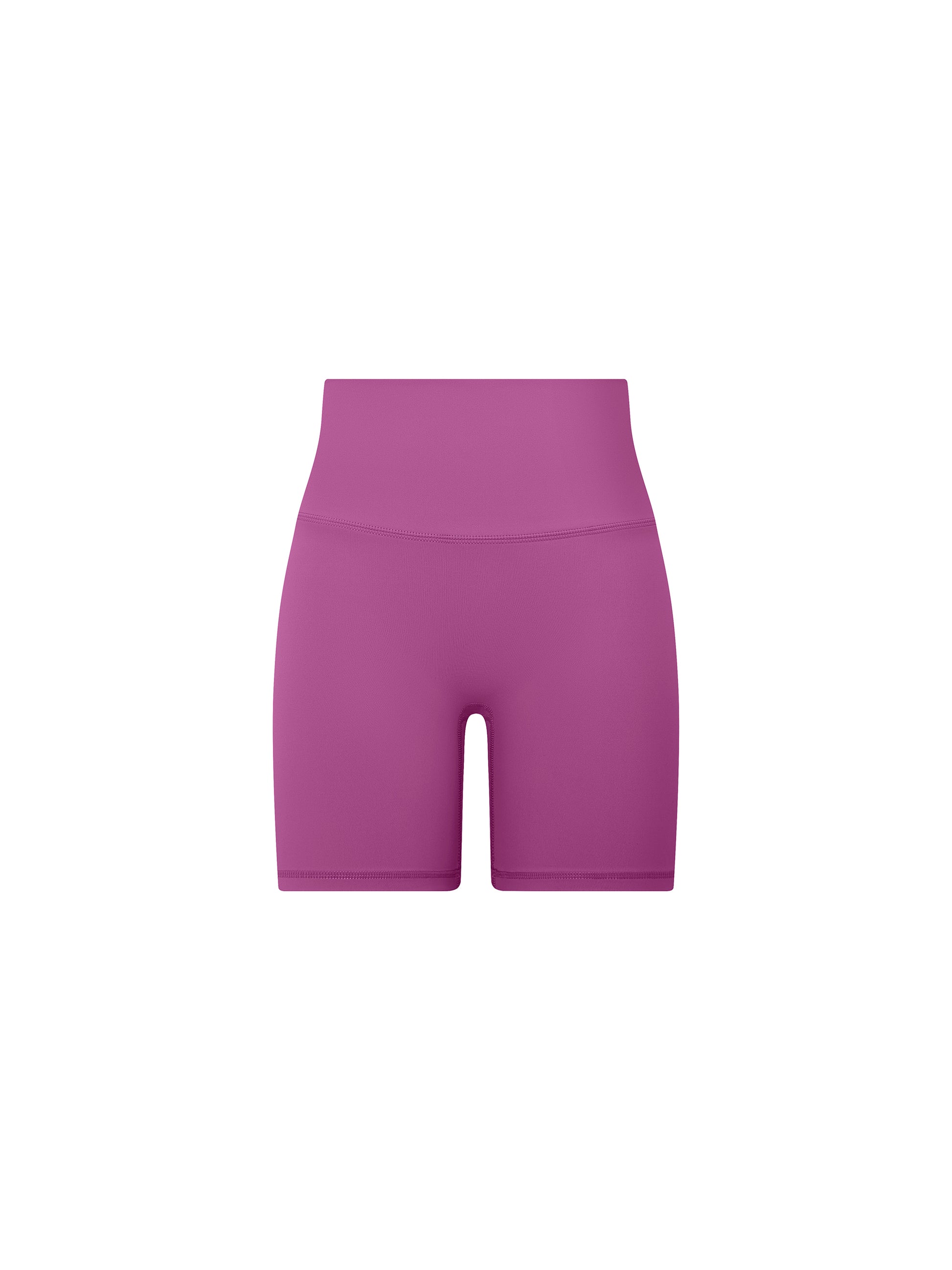 Purple high-waisted shorts on a white background