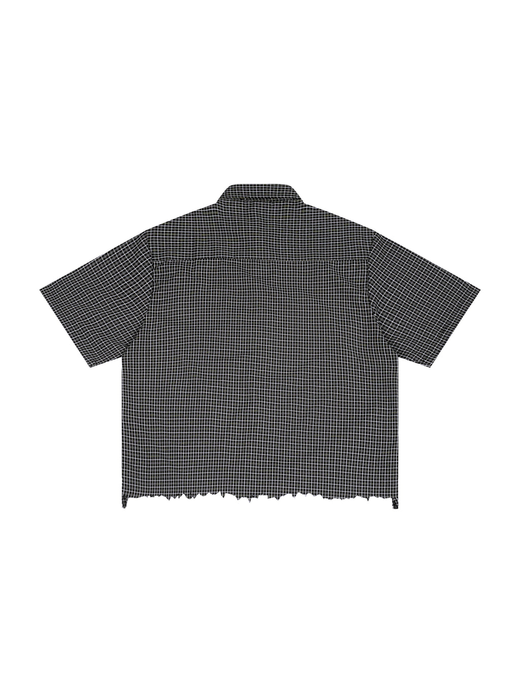 Black checkered shirt on a white background