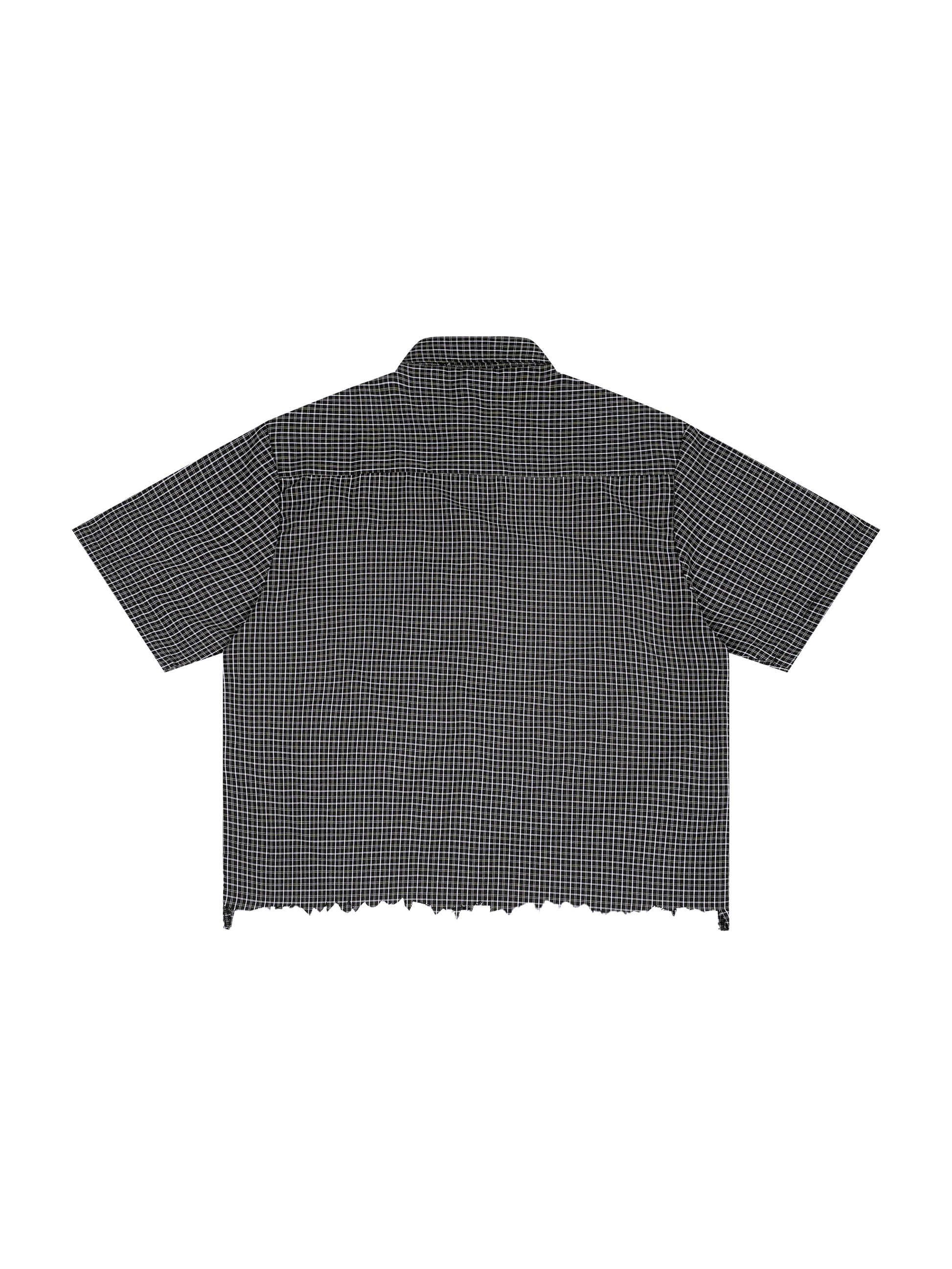 Black checkered shirt on a white background