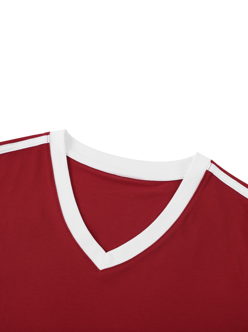 Red shirt with white trim on a white background