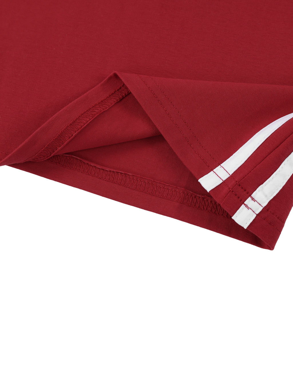 Red fabric with white stripes on a white background