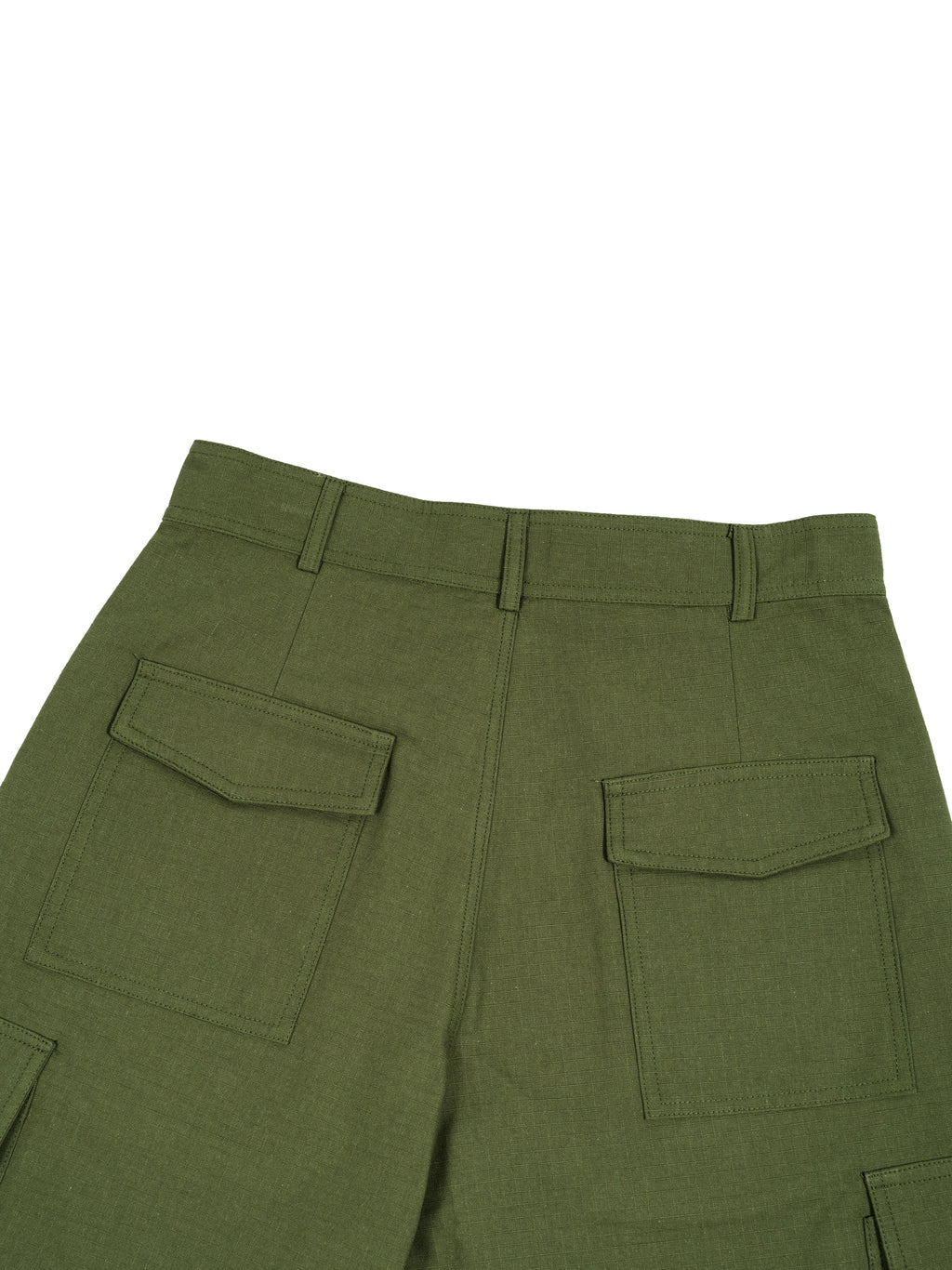 Green pants with multiple pockets on a white background