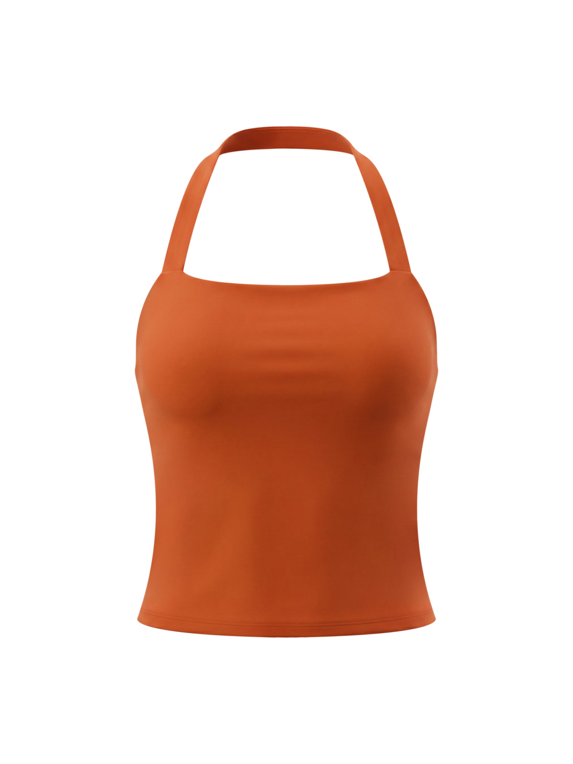 Orange halter top on a white background