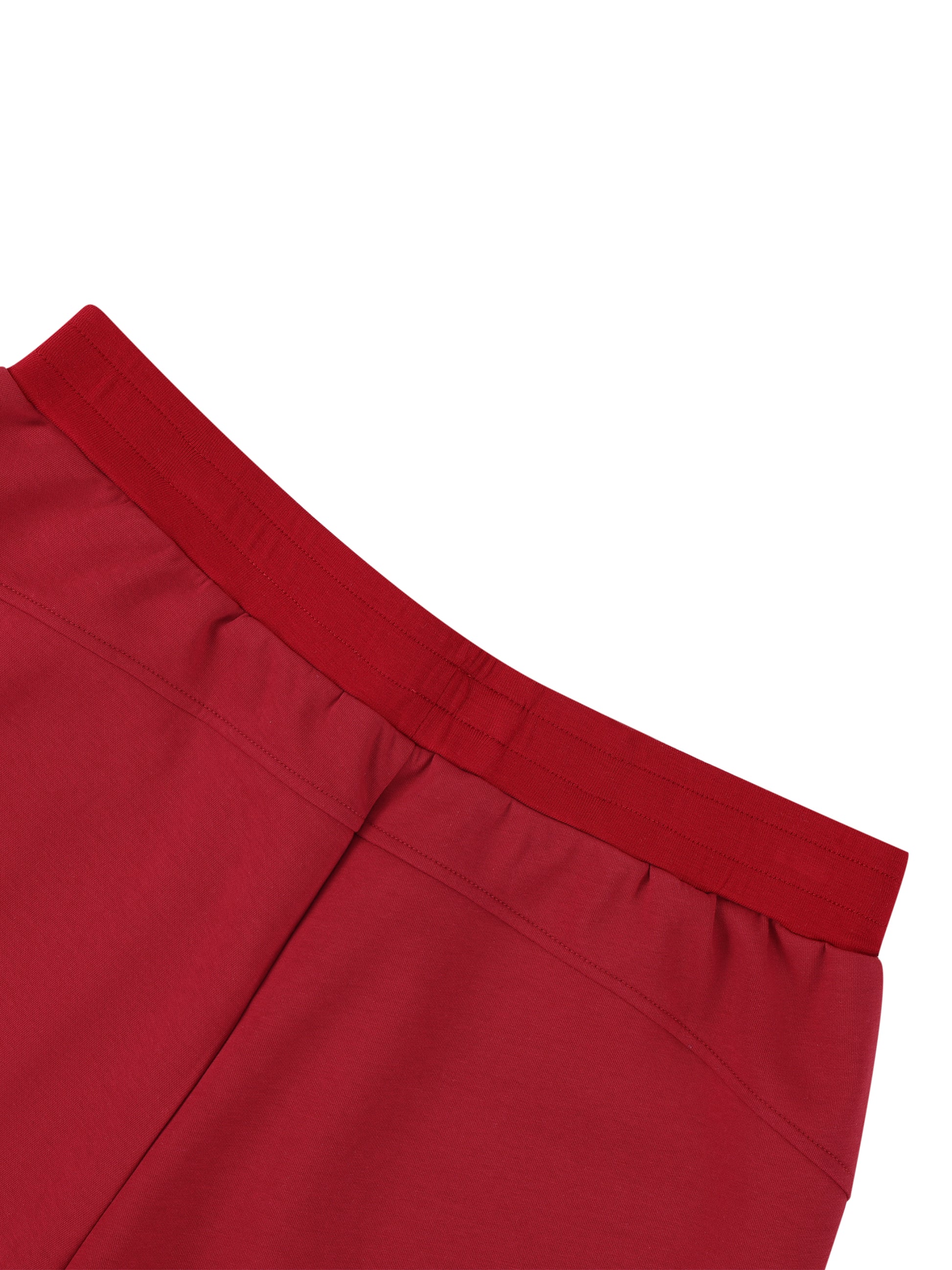 Close-up of a red skirt with a white background