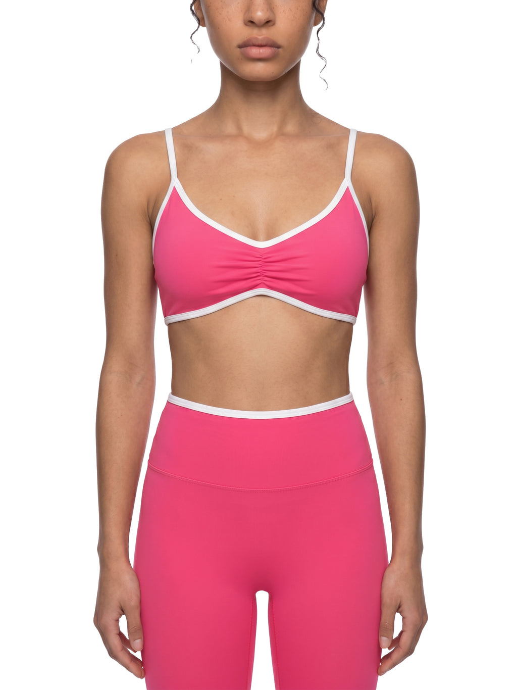 Women's Beauty Color Block Ruched V-Neck Sports Bra