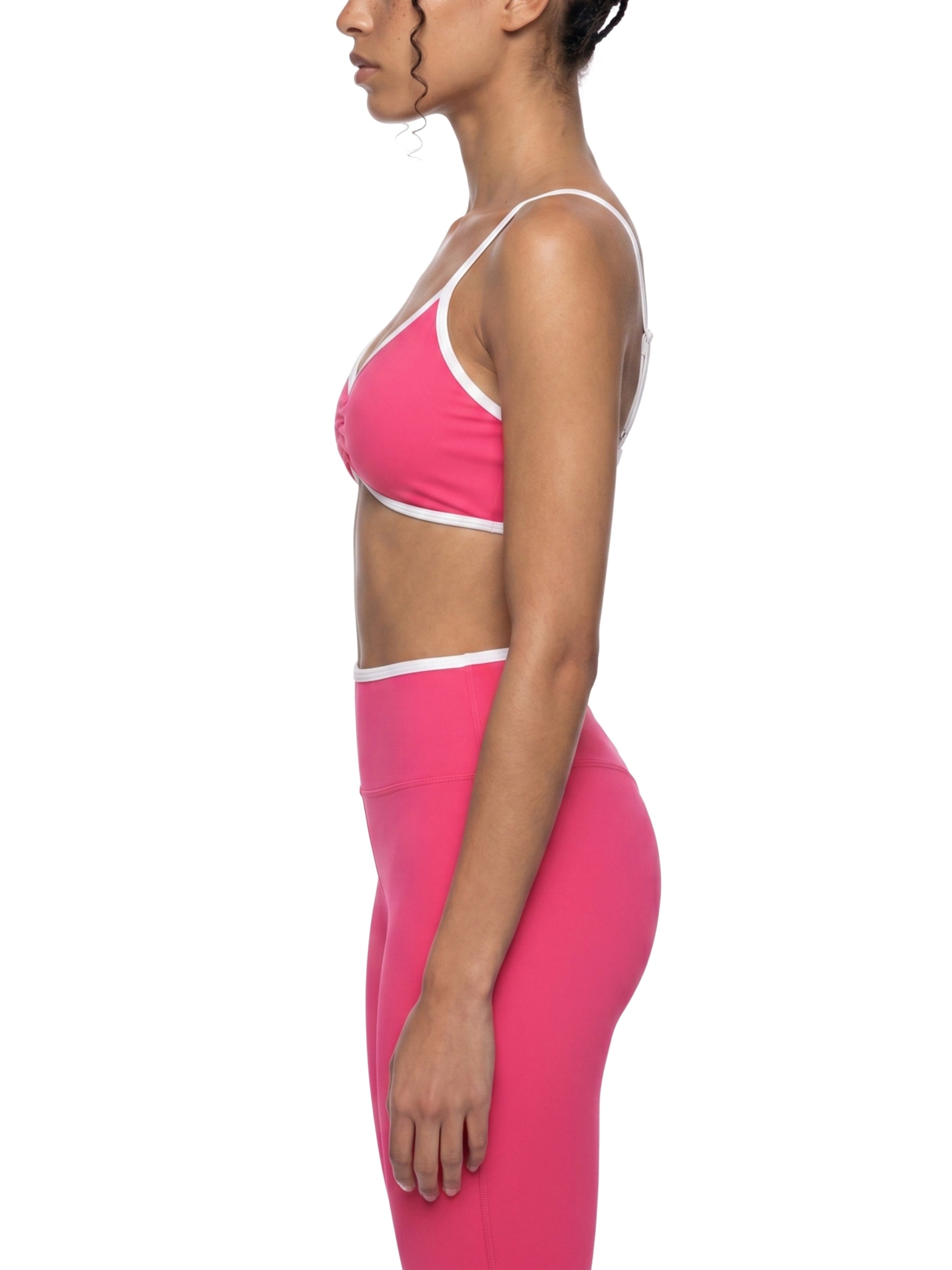 Women's Beauty Color Block Ruched V-Neck Sports Bra