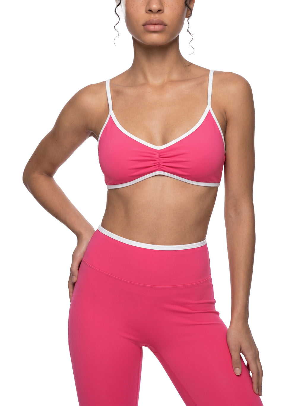 Women's Beauty Color Block Ruched V-Neck Sports Bra