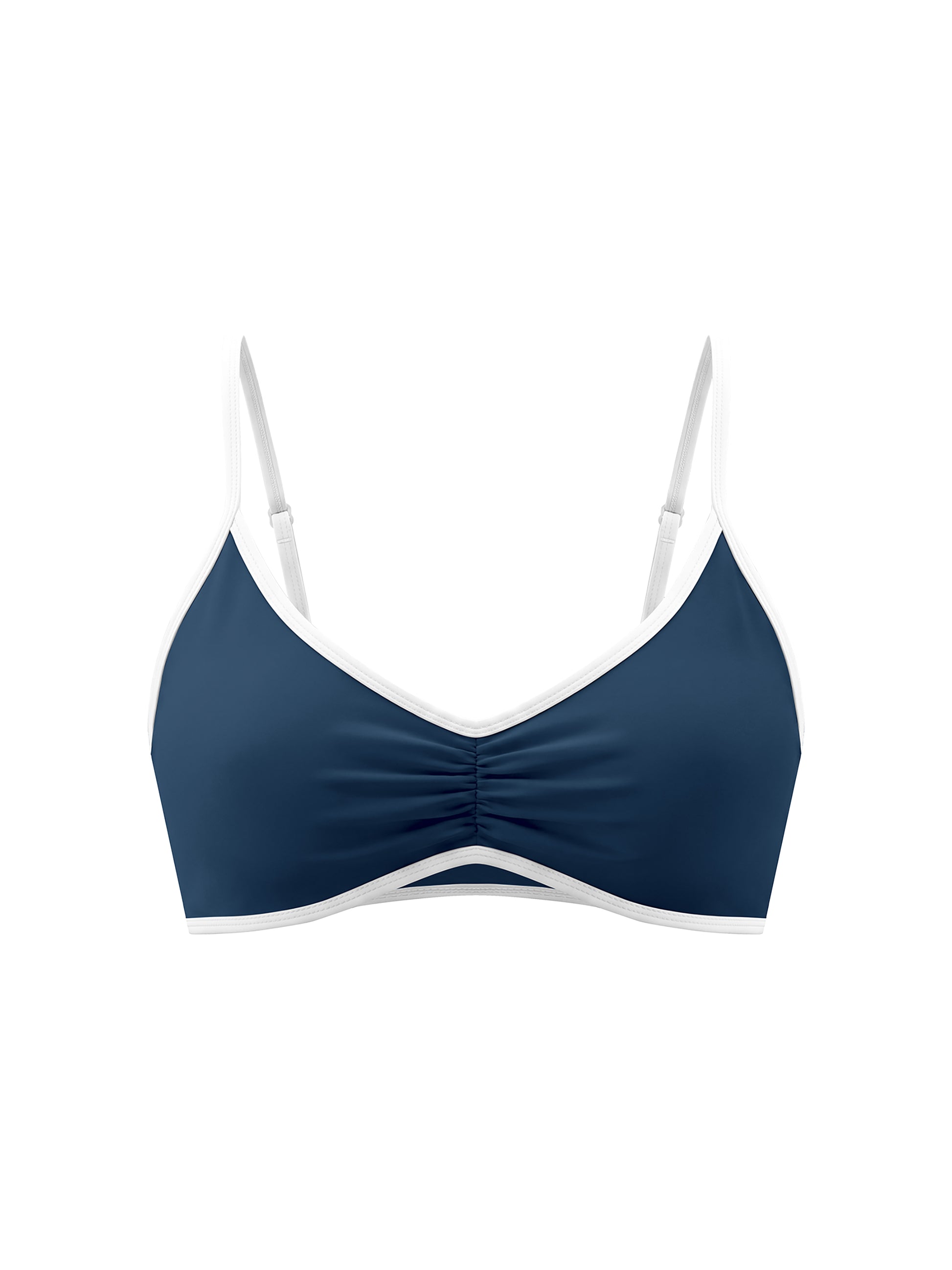 Women's Beauty Color Block Ruched V-Neck Sports Bra