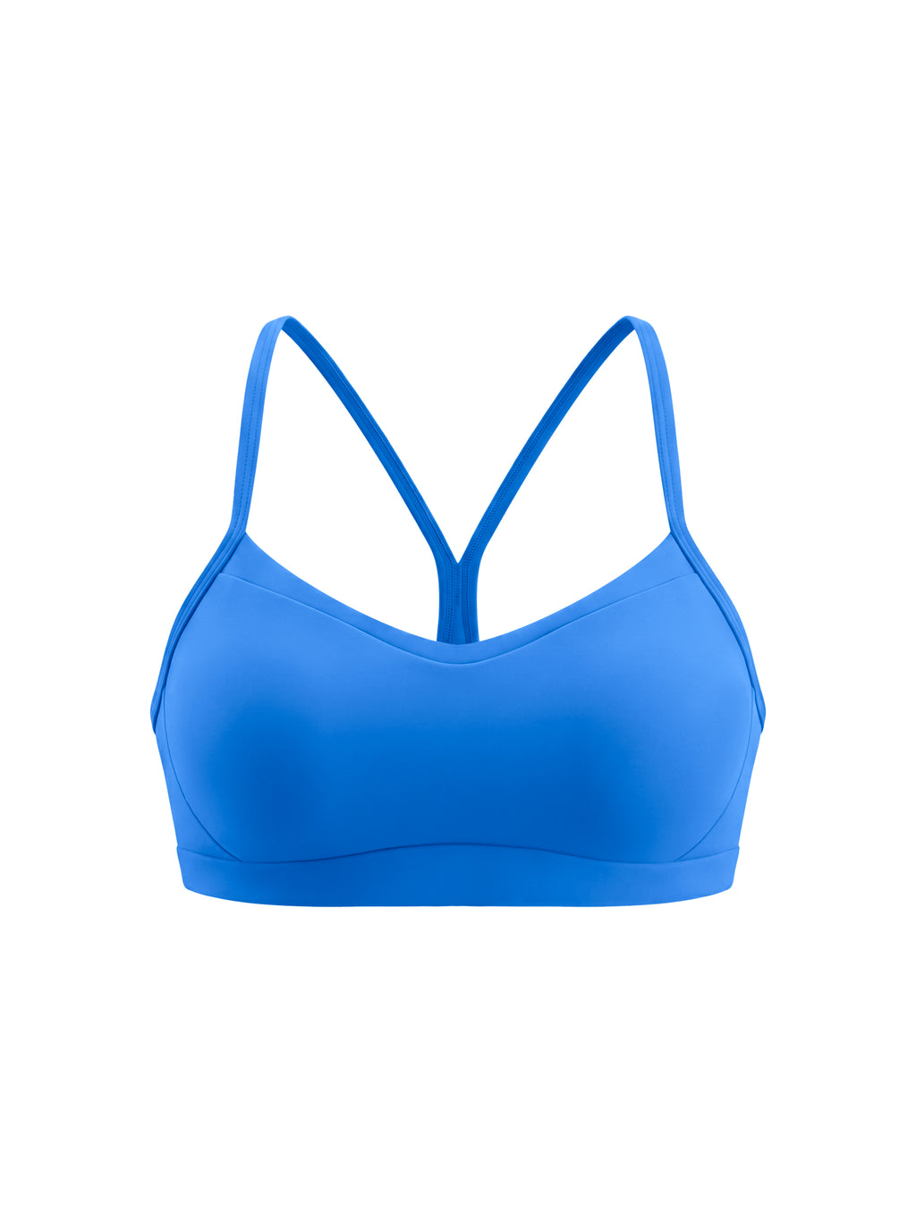 Blue sports bra on a white background