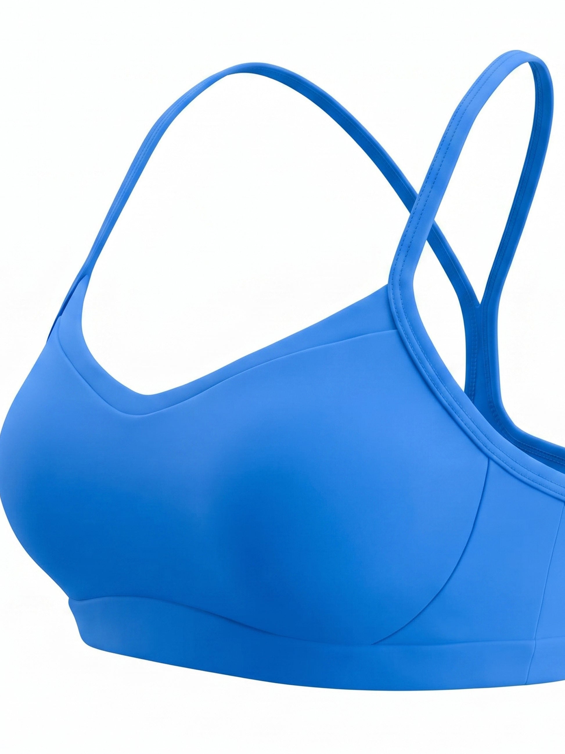 Blue sports bra on a white background
