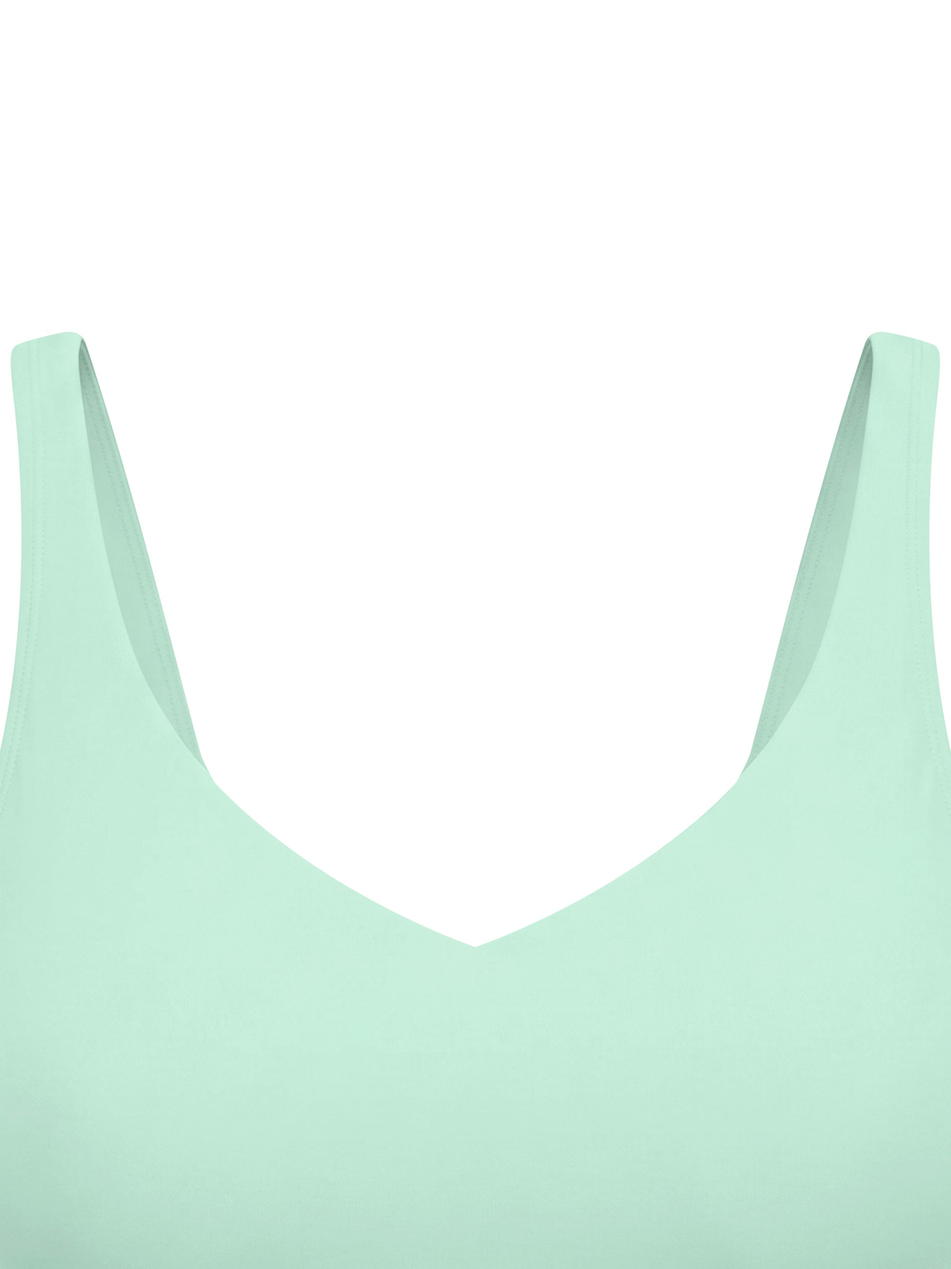 Light green tank top with thin straps on a white background