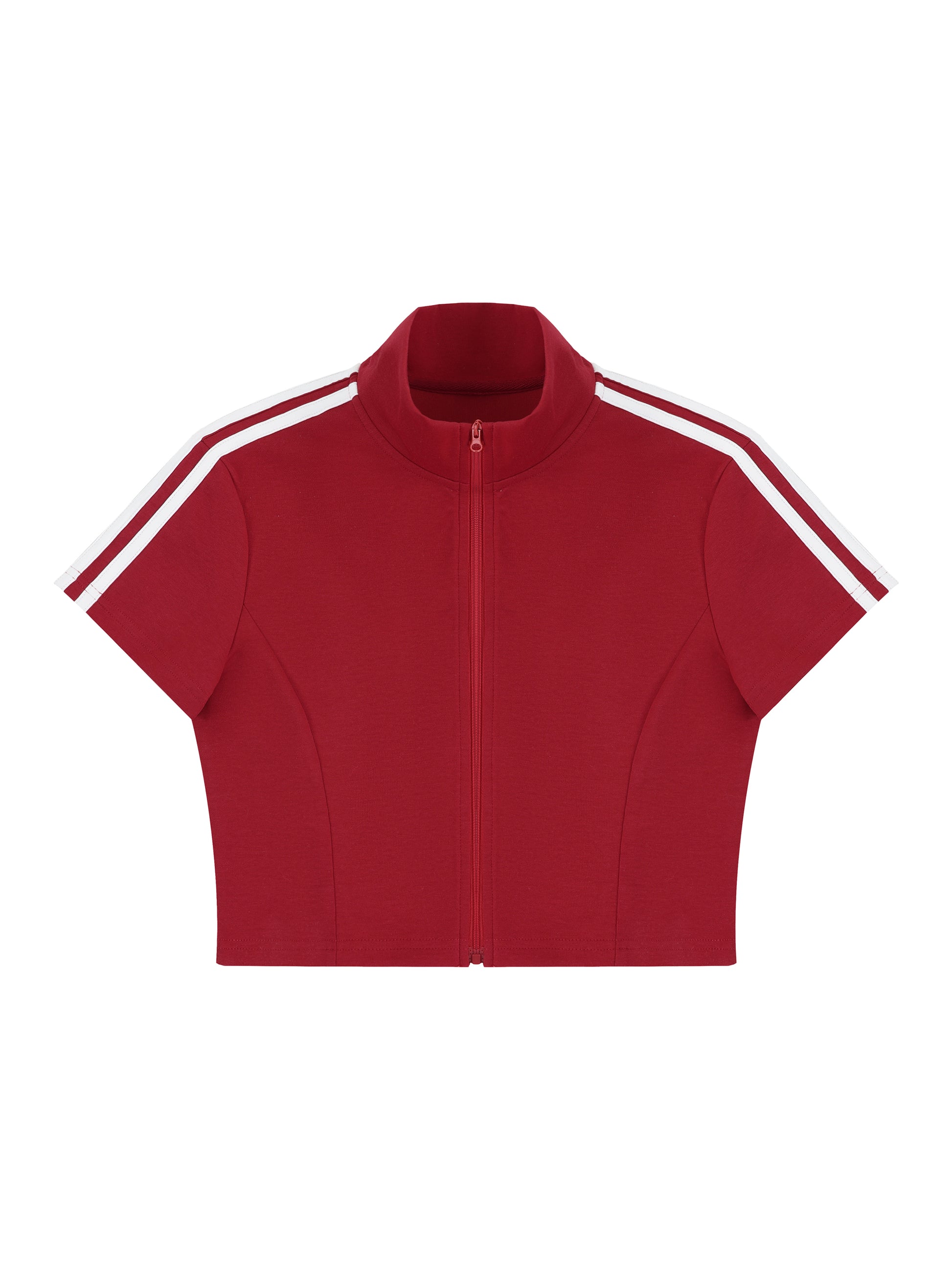Women's Cropped Full Zip Short Sleeve T-Shirt